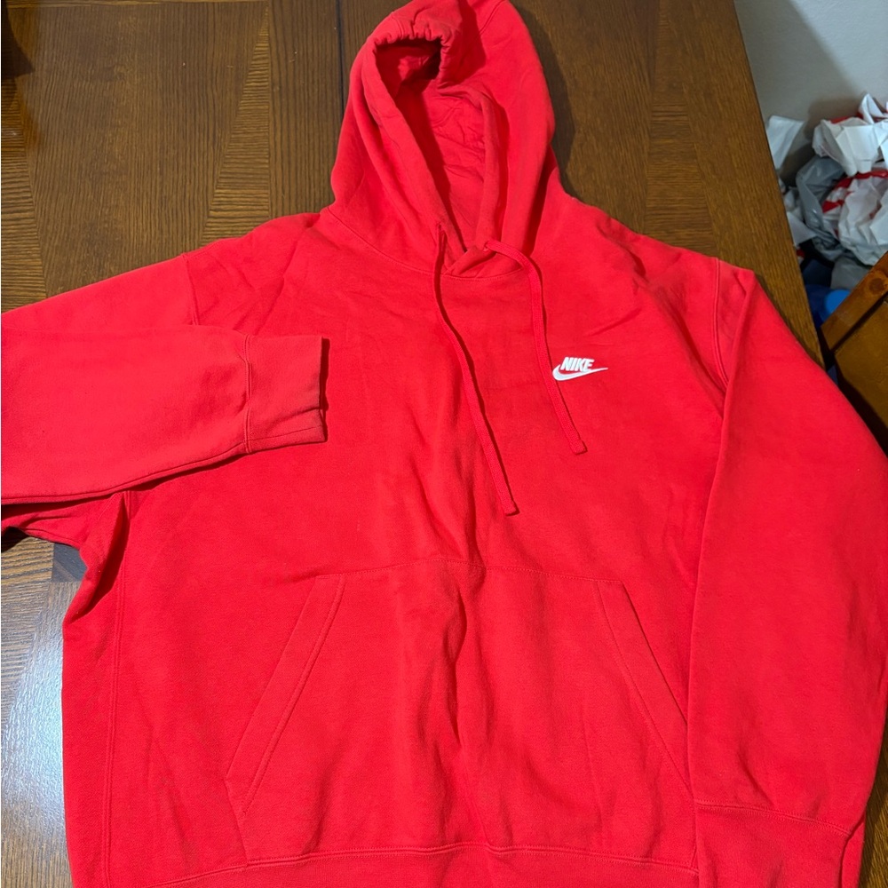Nike Red Pullover Hoodie with White Swoosh